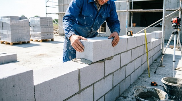 Кладка стен из газобетона