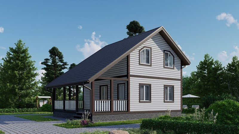 Проект двухэтажного каркасного дома КАРКАС19/70МК