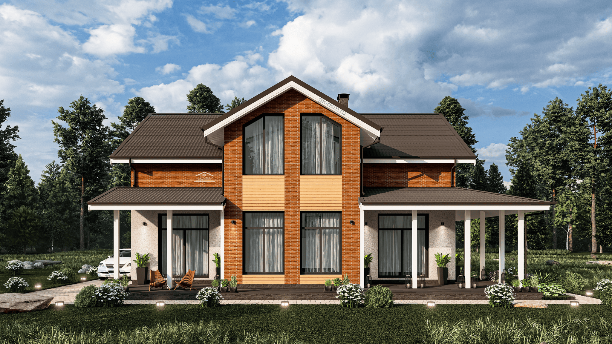 Одноэтажный дом со вторым светом 120м2