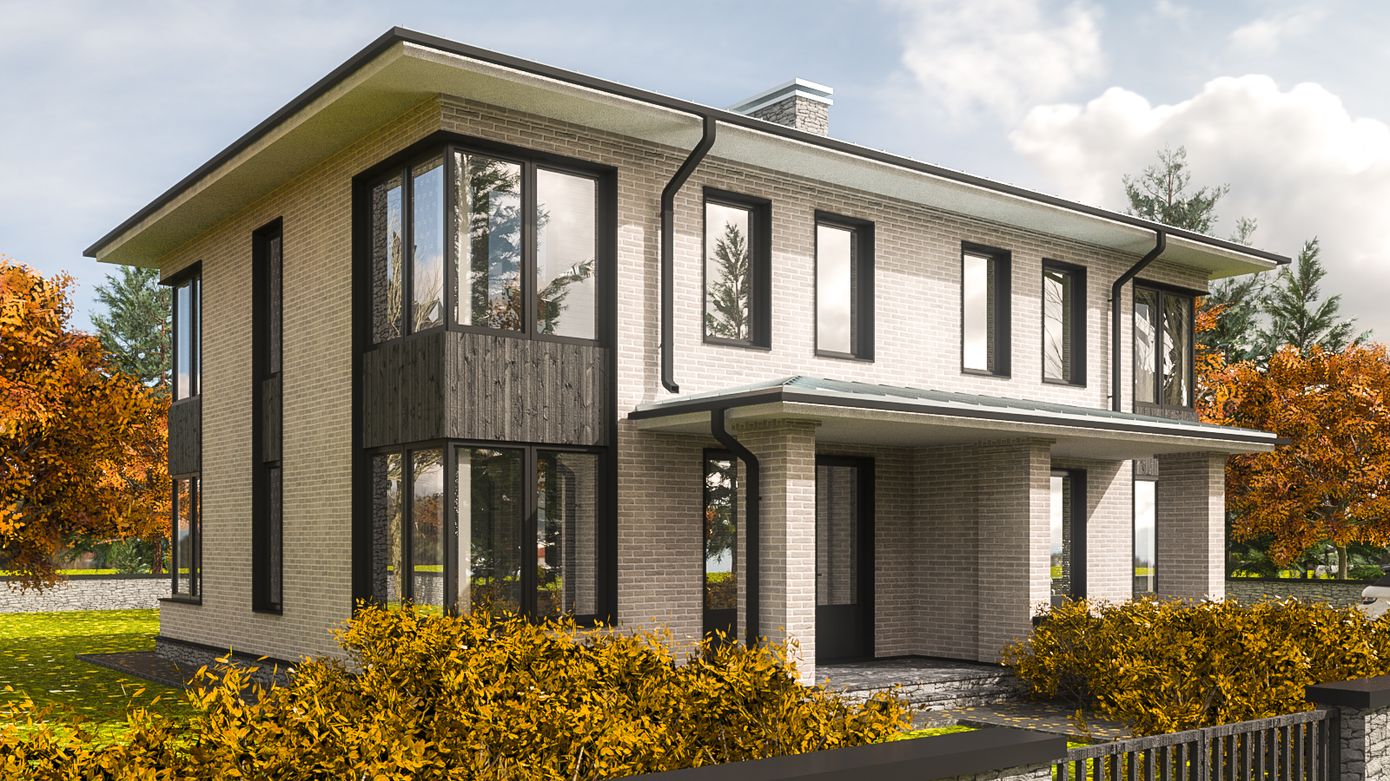 Проект двухэтажного дома Дуплекс1/109МК109 м2